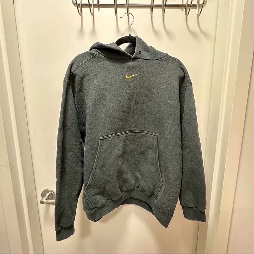 Vintage Nike 90’s Men's Gray Hoodie Sweater Hunter Green